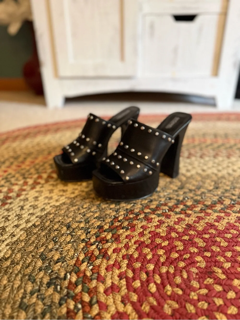 Michael Kors Black Studded Platform Mule Heels - Women